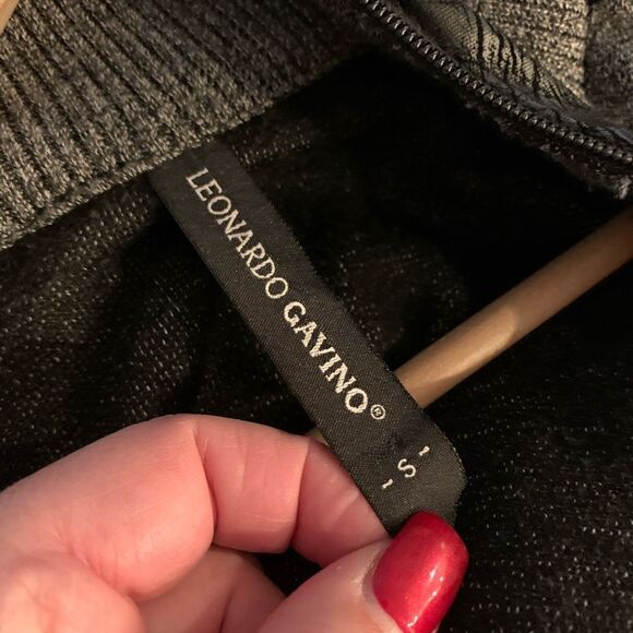 Leonardo Gavino Faux Leather Zip Up Sweater Cardigan sz S EUC - Picture 6 of 7